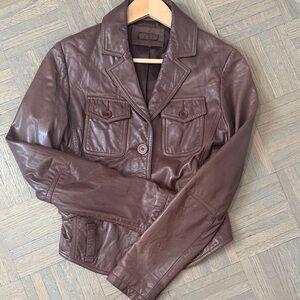 Kookai Chocolate Leather Jacket